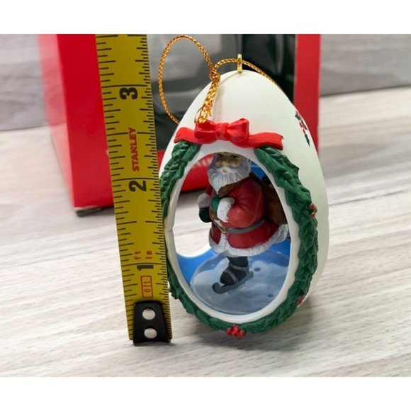 Egg Santa Claus Ice Skating Christmas Tree Ornament with Original Box 1991 - Picture 3 of 9